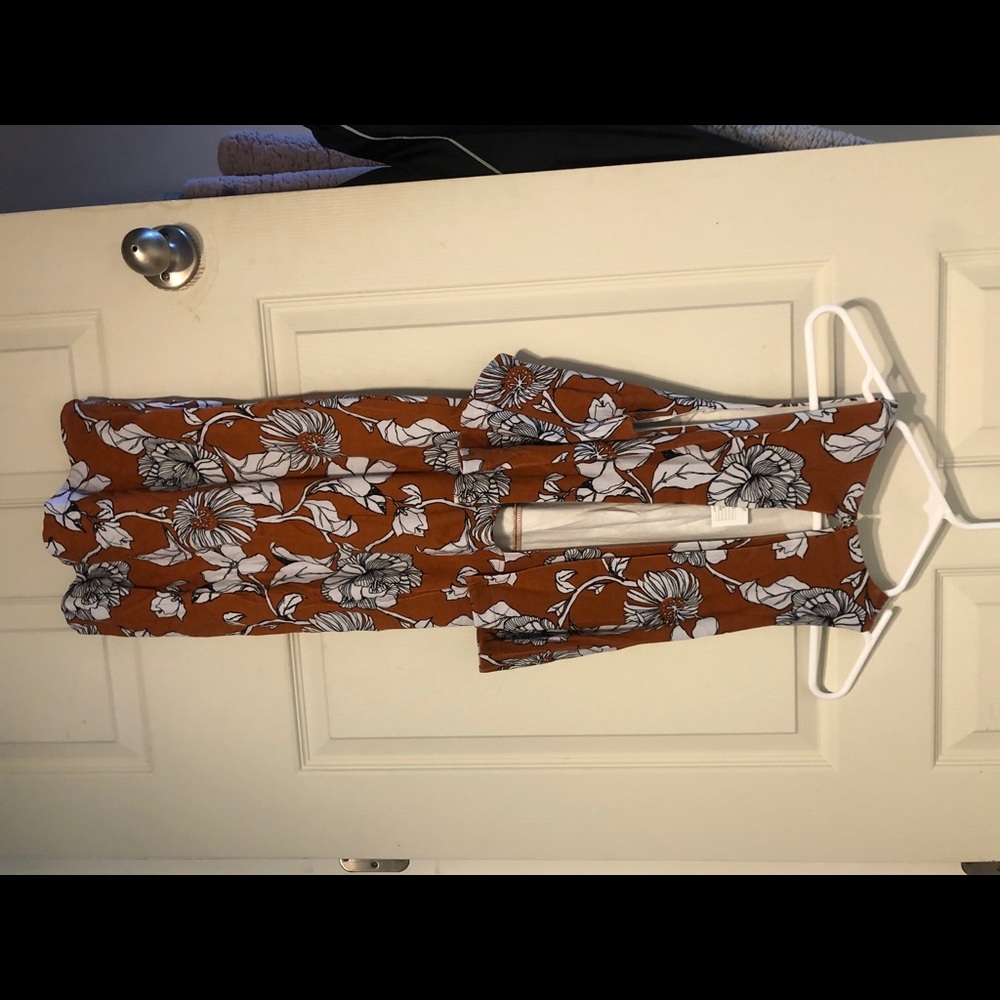 Orange Ruffle Floral Dress - Picture 2 of 5